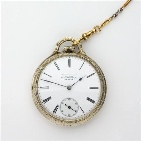 Appraisal: Open Face Pocket Watch with a Gold Chain Patek Philippe