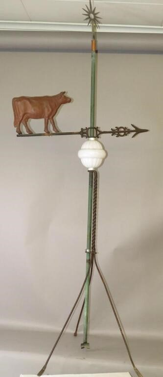 Appraisal: COW PATTERN LIGHTNING ROD WEATHERVANEca star tip lightning rod on