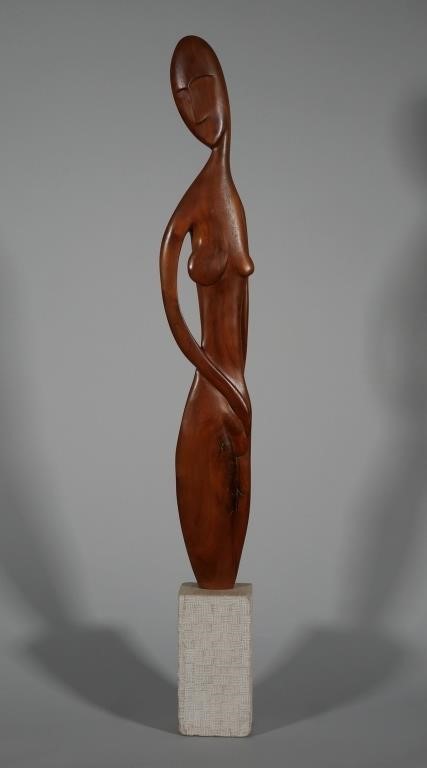 Appraisal: Circa Modernist nude woman carving by Georgia wood artist Thomas