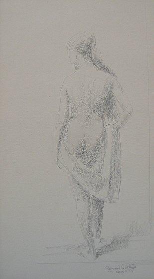 Appraisal: WHYTE Raymond American - Nude Pencil Sketch '' x ''