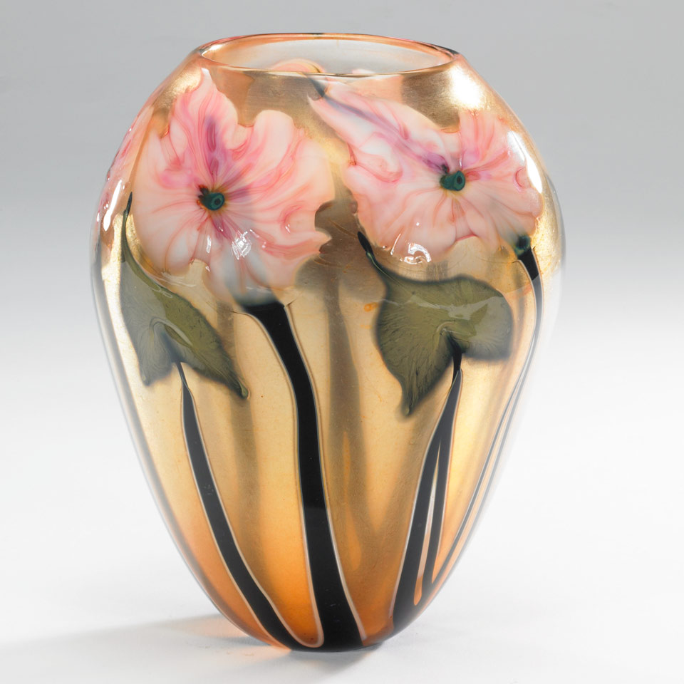 Appraisal: Charles Lotton American b Multi Flora Internally Decorated Glass Vase