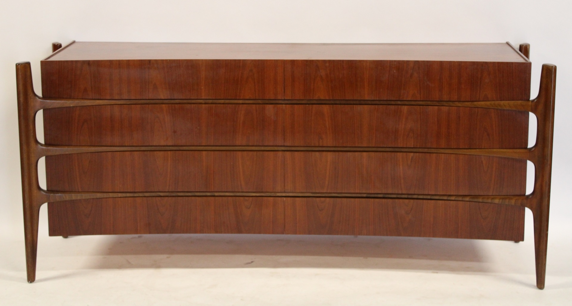 Appraisal: MIDCENTURY WILLIAM HINN WALNUT DRESSER Sculptural Mid-Century Modern William Hinn