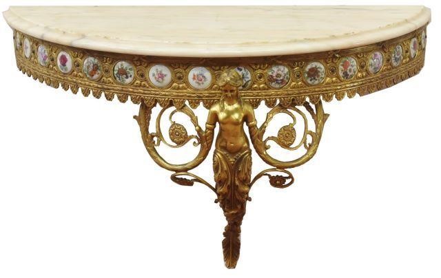 Appraisal: French Louis XVI style demilune wall-mounted bracket console table th