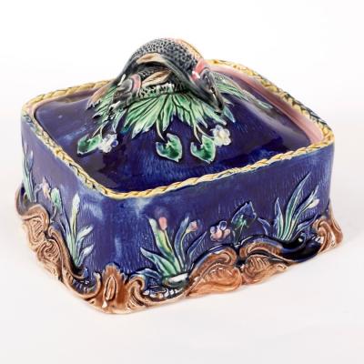 Appraisal: A majolica sardine box th Century cm long