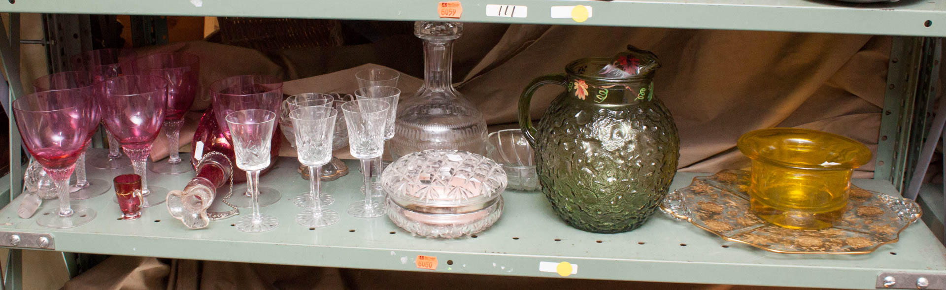 Appraisal: Cut glass powder jar and other glass items