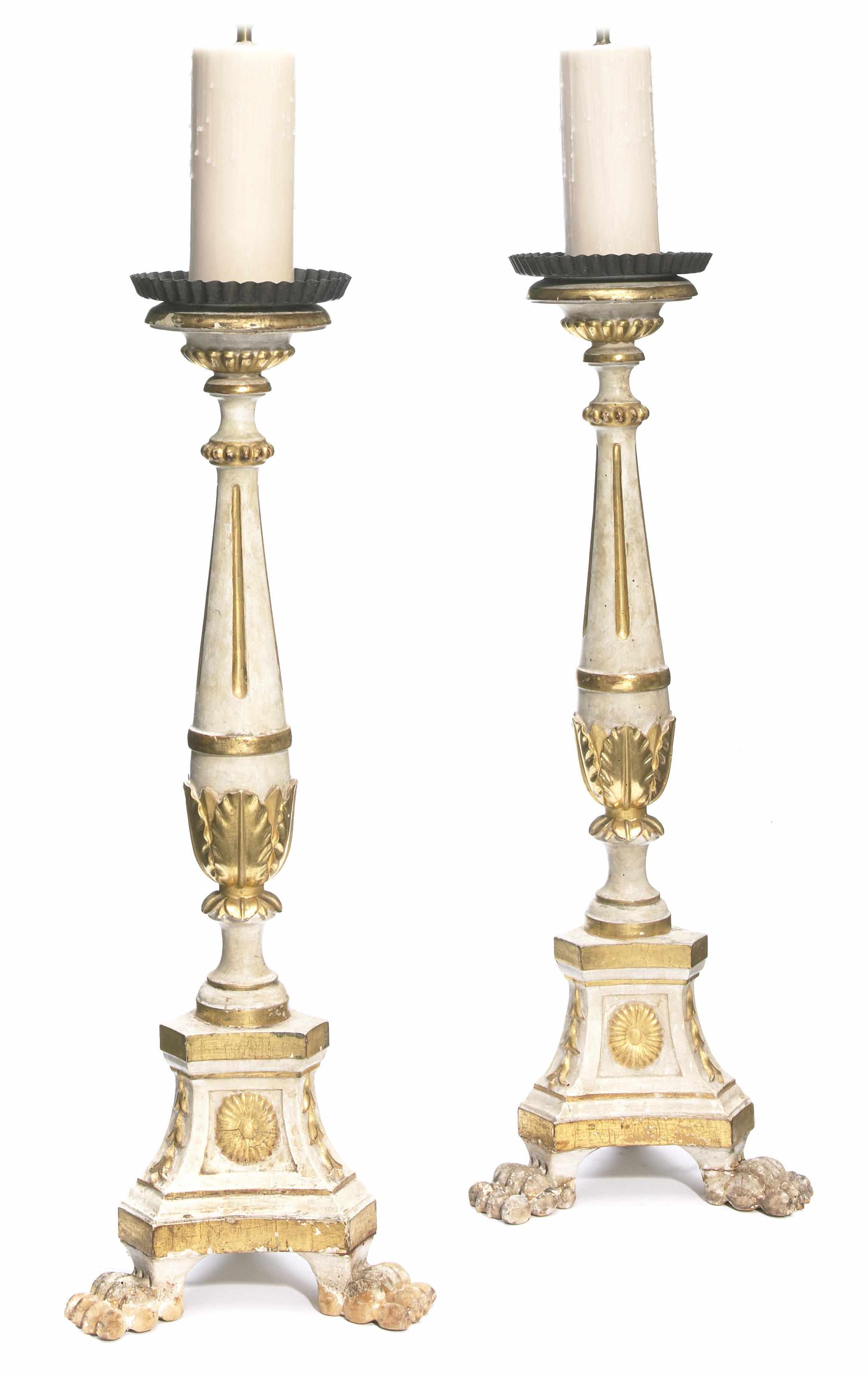 Appraisal: A pair of Italian Neoclassical parcel gilt and paint decorated