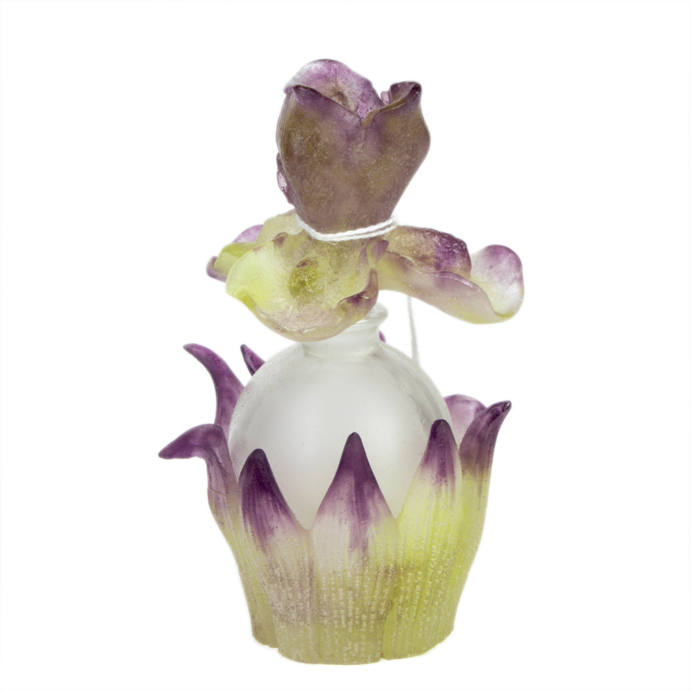 Appraisal: DAUM PATE DE VERRE GLASS IRIS PERFUME BOTTLE Daum pate