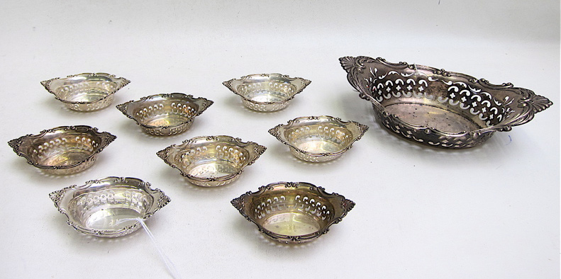 Appraisal: NINE PIECE SET GORHAM STERLING SILVER NUT BOWLS master bowl