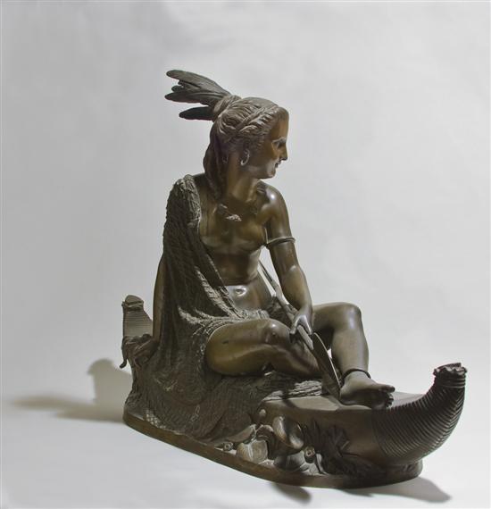 Appraisal: DUCHOISELLE French th th Century Pocohontas bronze with brown patina