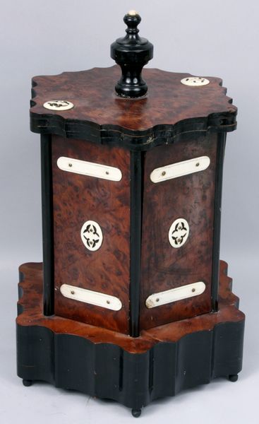 Appraisal: Mechanical ivory ebony and burlwood humidor x EST