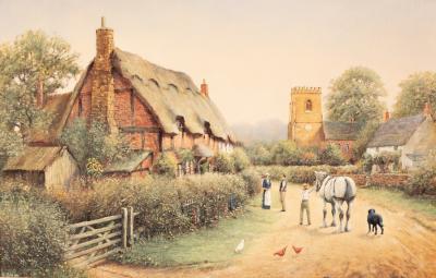 Appraisal: Richard Simm born Village Scene signed R Simm oil oleograph