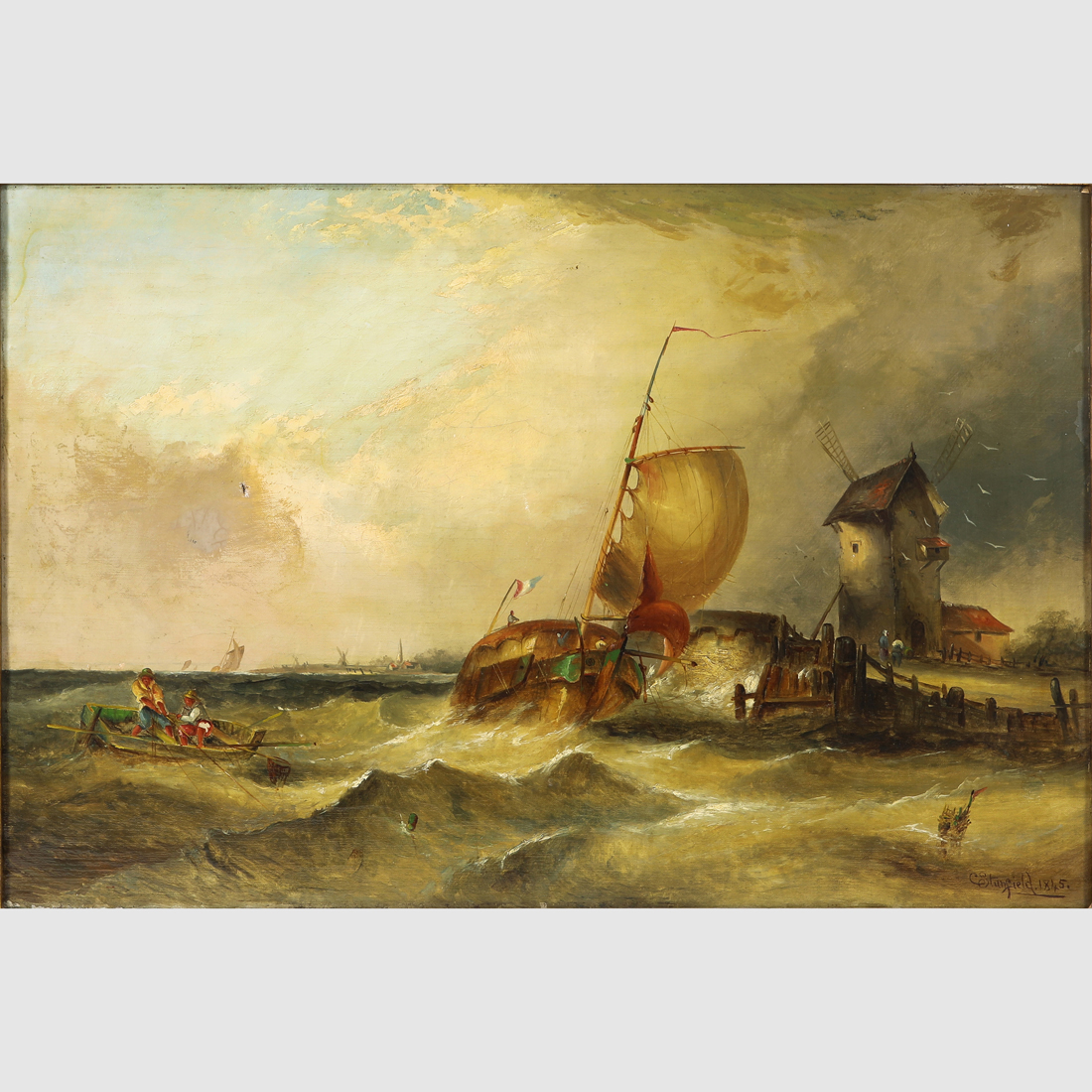 Appraisal: PAINTING CLARKSON STANFIELD Clarkson Stanfield British - Ship at the