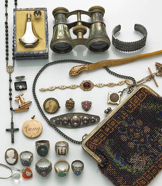 Appraisal: A collection of silver gold-filled and costume jewelry and accessories