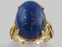 Appraisal: A yellow metal tests carat gold ring set with lapis