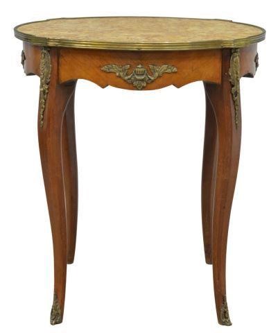 Appraisal: French Louis XV style marble-top mahogany table late th c