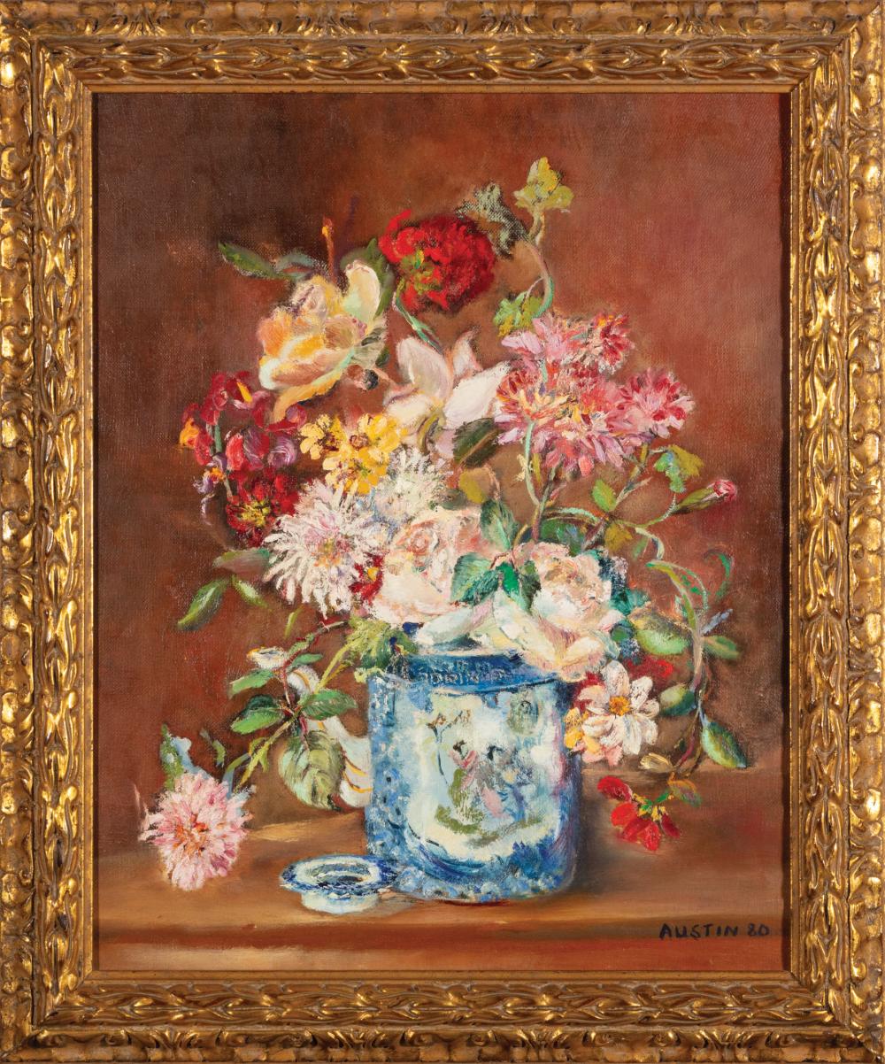 Appraisal: American School Still Life of Flowers oil on canvas signed