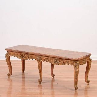 Appraisal: Louis XV style giltwood and marble coffee table th c