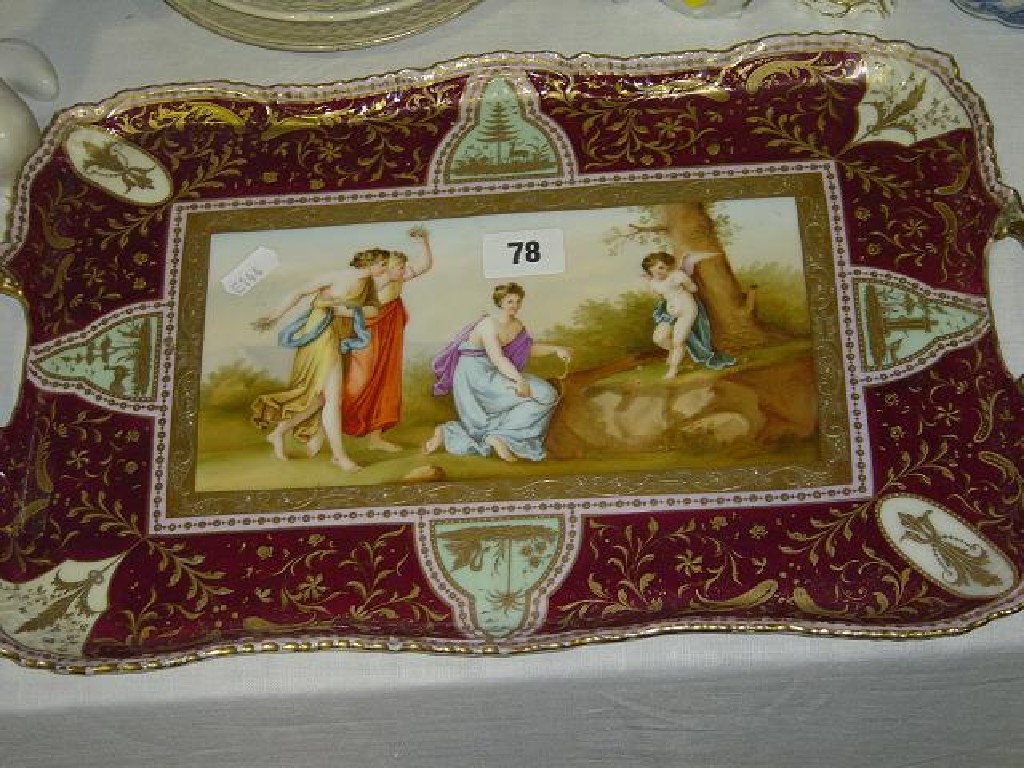 Appraisal: A th century Continental -handled tray with painted central panel