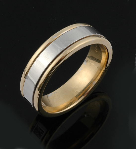 Appraisal: A Gents gold and diamond band The polished ct yellow