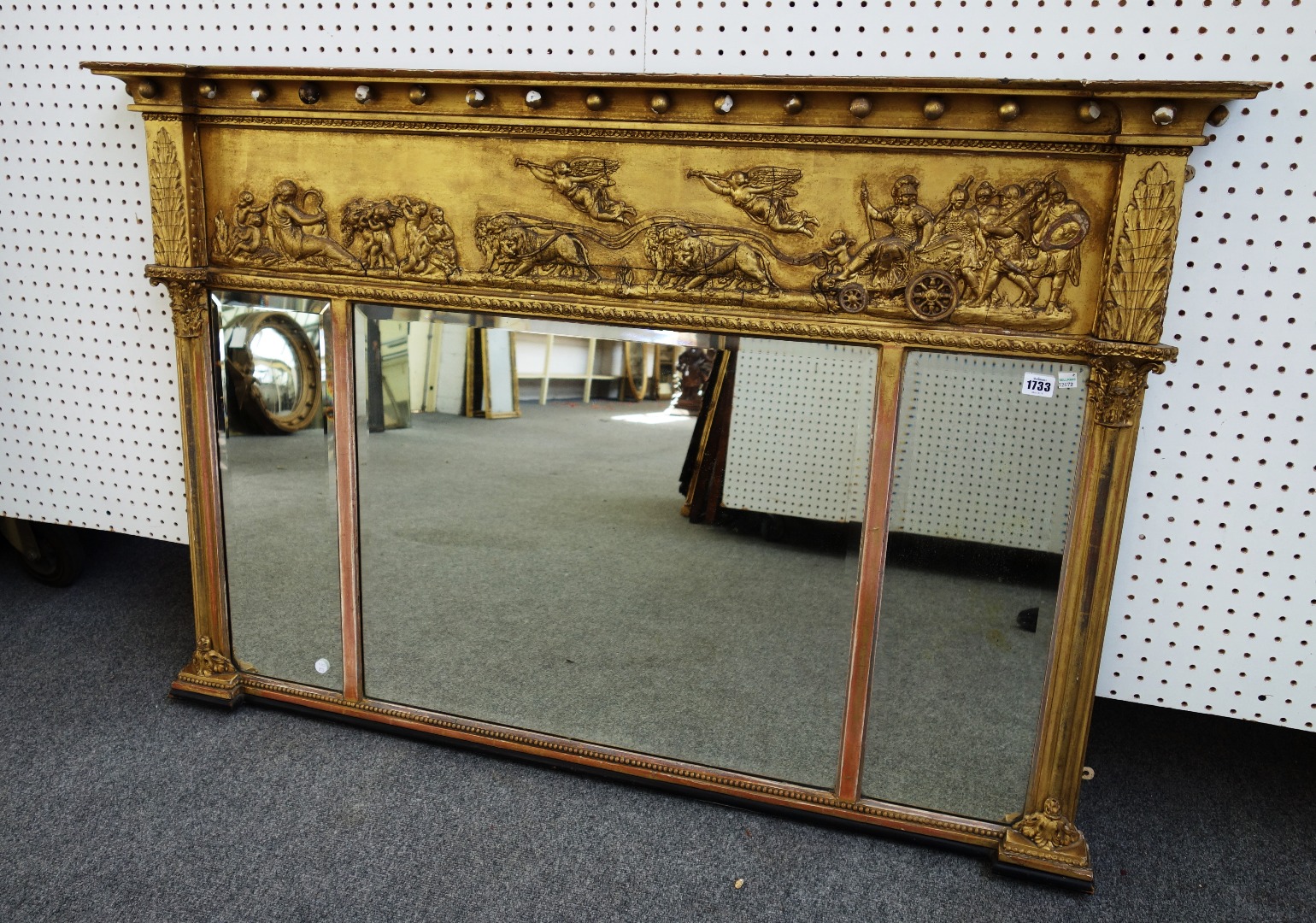 Appraisal: A Regency gilt framed triple plate over mantel mirror the