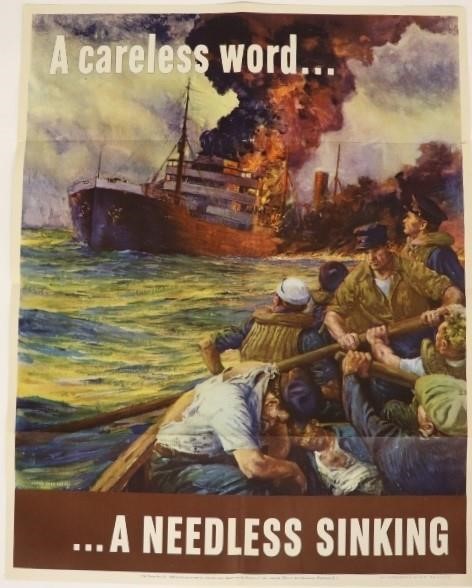 Appraisal: WWII poster Anton Otto Fisher 'A Careless Word' x Condition