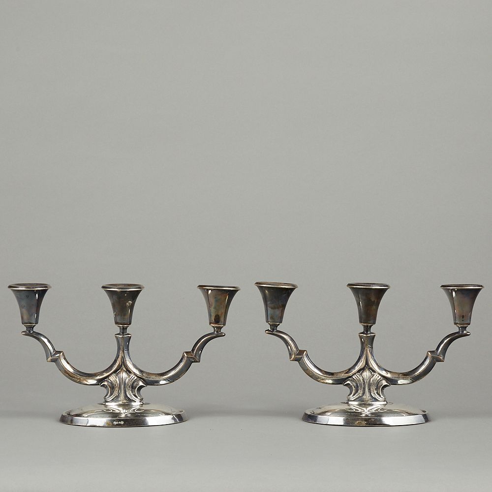 Appraisal: Pair of David-Andersen Norway Silver Candleholders David-Andersen Norway Pair of