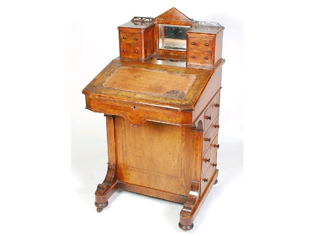 Appraisal: VICTORIAN INLAID WALNUT AND BURR WALNUT DAVENPORT DESK the tooled