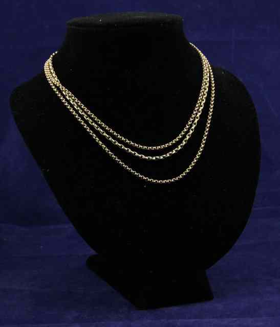 Appraisal: A ct gold three-strand necklace cm long approximately gm