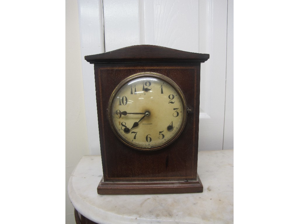 Appraisal: Edwardian American mahogany inlaid mantel clock