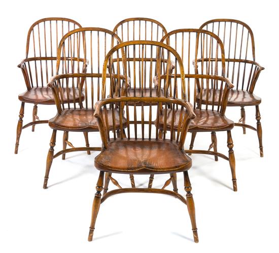 Appraisal: Sale Lot A Group of Six Oak Windsor Armchairs each