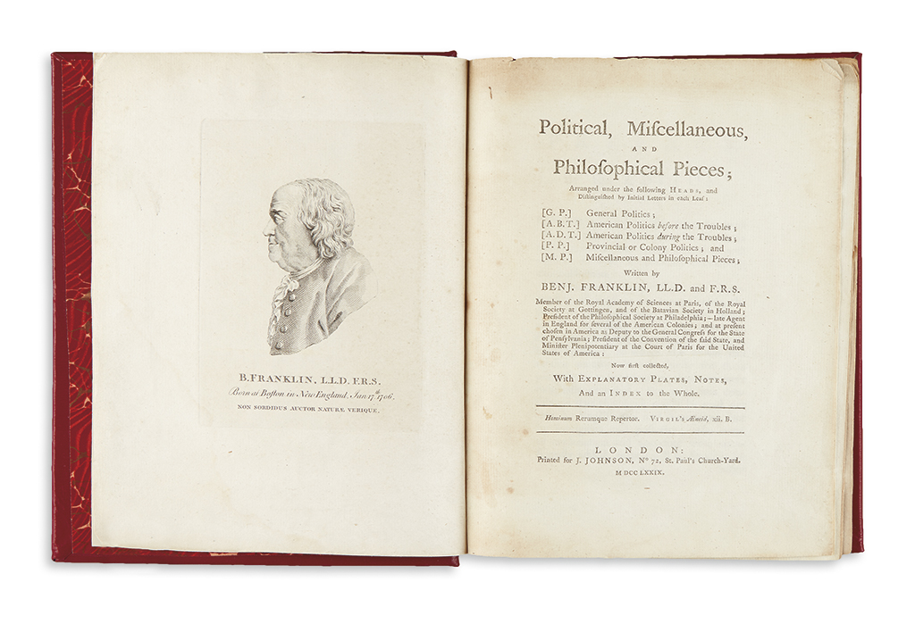 Appraisal: FRANKLIN BENJAMIN Political Miscellaneous and Philosophical Pieces plates folding table