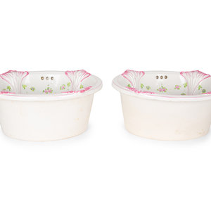 Appraisal: A Pair of Sherle-Wagner Painted Porcelain Sink Basins LAST HALF