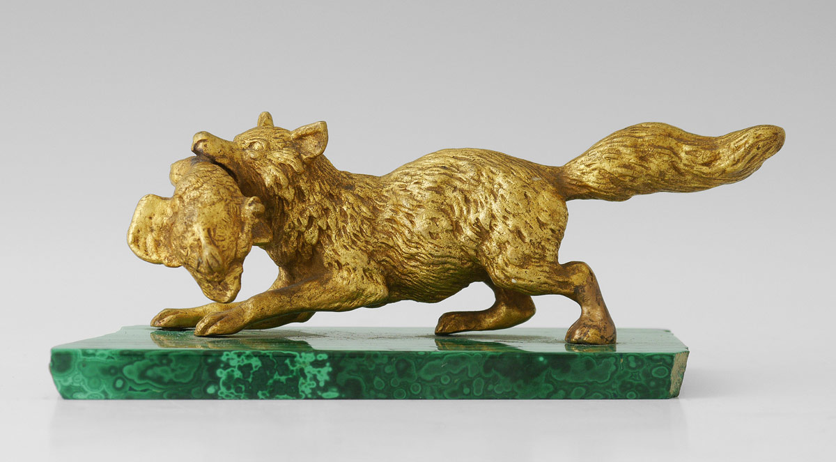 Appraisal: EARLY TH CENTURY DORE BRONZE OF FOX DUCK Miniature Bronze