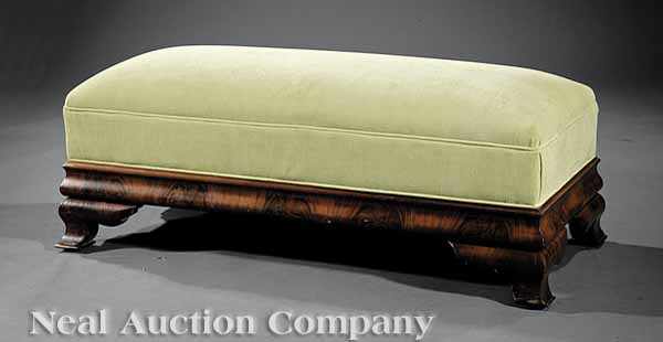 Appraisal: An American Classical Mahogany Bench early th c rectangular upholstered