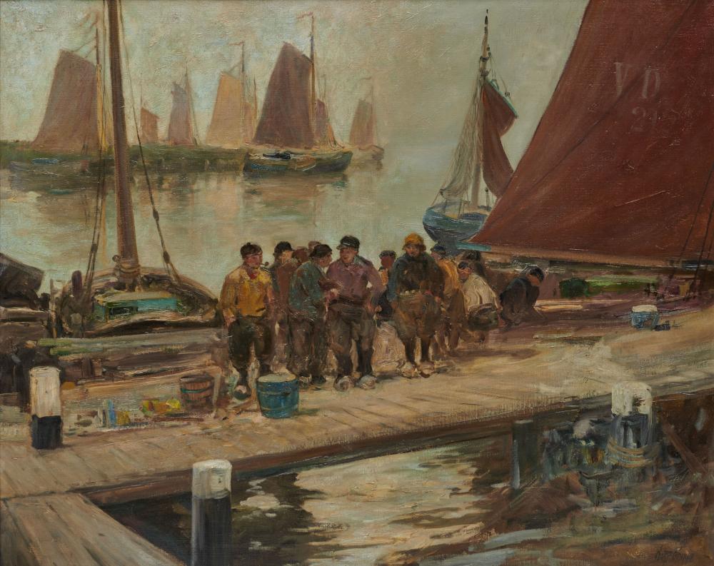 Appraisal: CHARLES PAUL GRUPPE American - Fishermen at the Dock oil