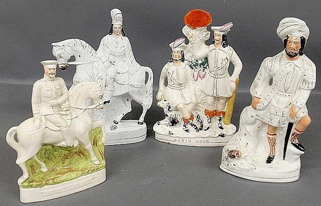 Appraisal: - Four pieces of English Staffordshire c hunter on horseback