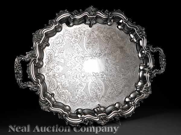 Appraisal: An English Silverplate Serving Tray in the Rococo Taste late