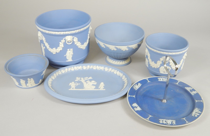 Appraisal: Various items of Wedgwood blue Jasperware to include two jardinieres