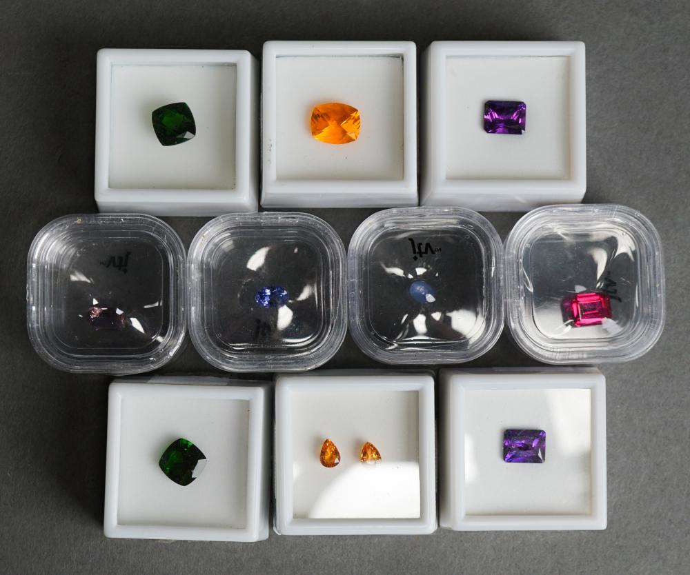 Appraisal: TEN UNMOUNTED SIMULATED AND SEMI-PRECIOUS GEMSTONESTen Unmounted Simulated and Semi-Precious