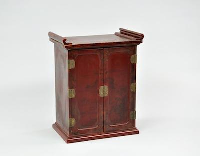 Appraisal: A Tansu Japanese Cherry Lacquer Collector's Cabinet Meiji Period ca