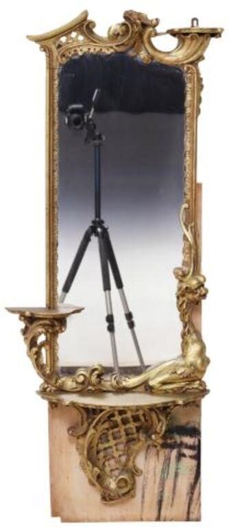 Appraisal: Florentine giltwood wall mirror early th c having scrolled foliate