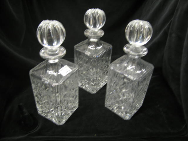 Appraisal: Set of Cut Crystal Decanters diamond fan decor