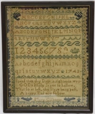 Appraisal: TH C NEW HAMPSHIRE SAMPLER SIGNED MARYGISBORNE AND DATED WITH