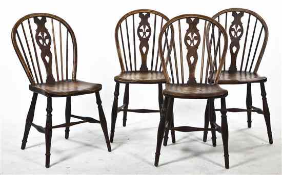 Appraisal: A Set of Four Windsor Chairs having a bentwood crest