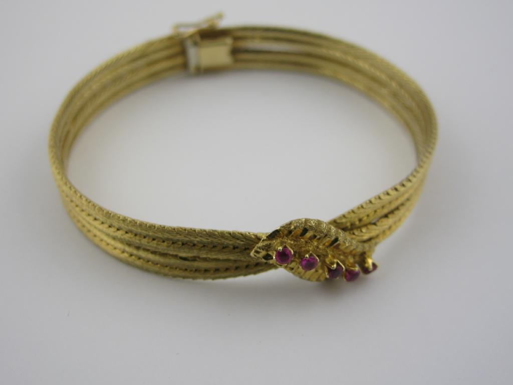 Appraisal: A Continental ruby Bracelet with ct woven Milanese style ribbon