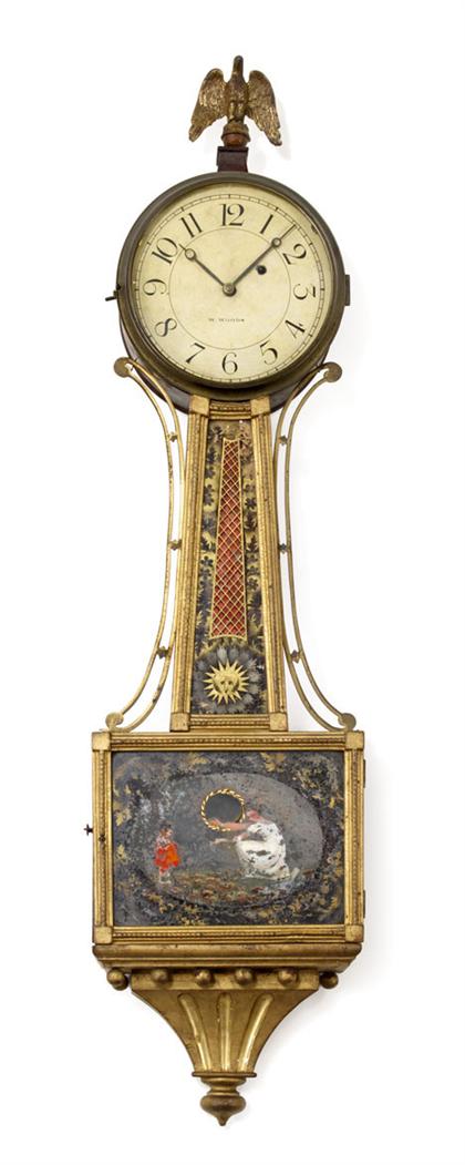 Appraisal: Classical mahogany and giltwood banjo clock movement by w woods