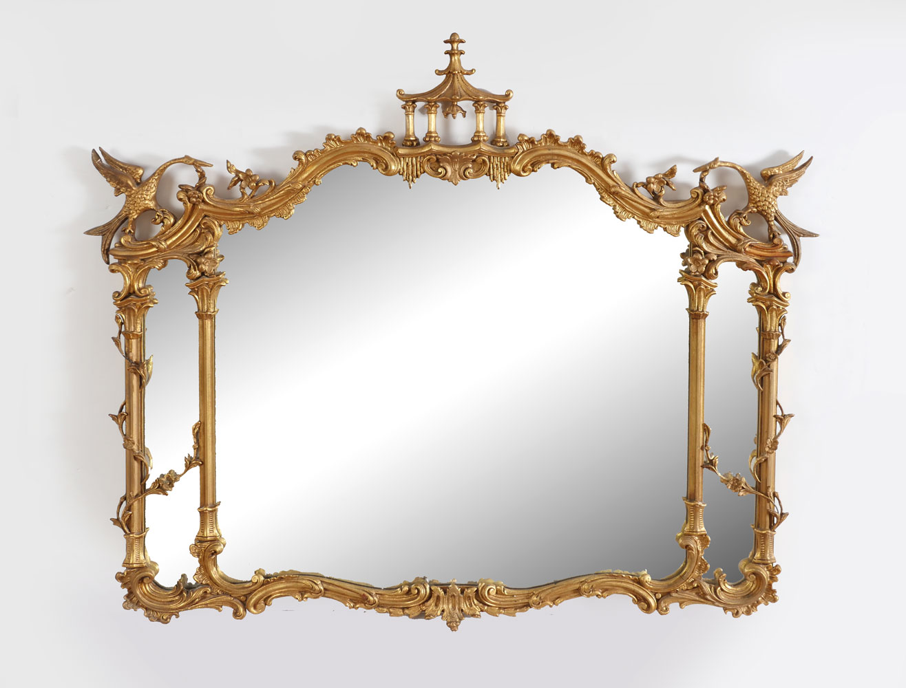 Appraisal: GILT CHINESE CHIPPENDALE MIRROR Gilt Chinese Chippendale mirror having vertical