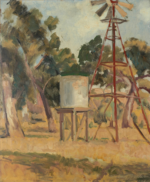 Appraisal: William Jock Frater - Watertower oil on board signed and