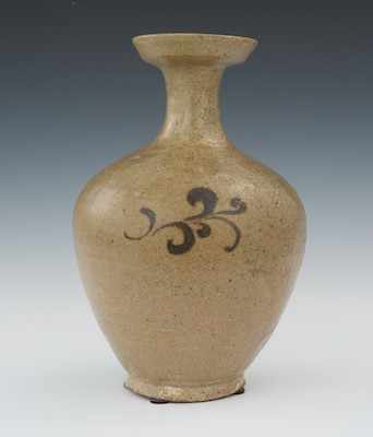 Appraisal: A Korean Stoneware Vase Late Koryo Stoneware pottery vase with