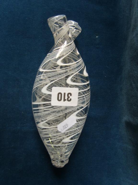 Appraisal: A th century Nailsea glass twin flask with white banded